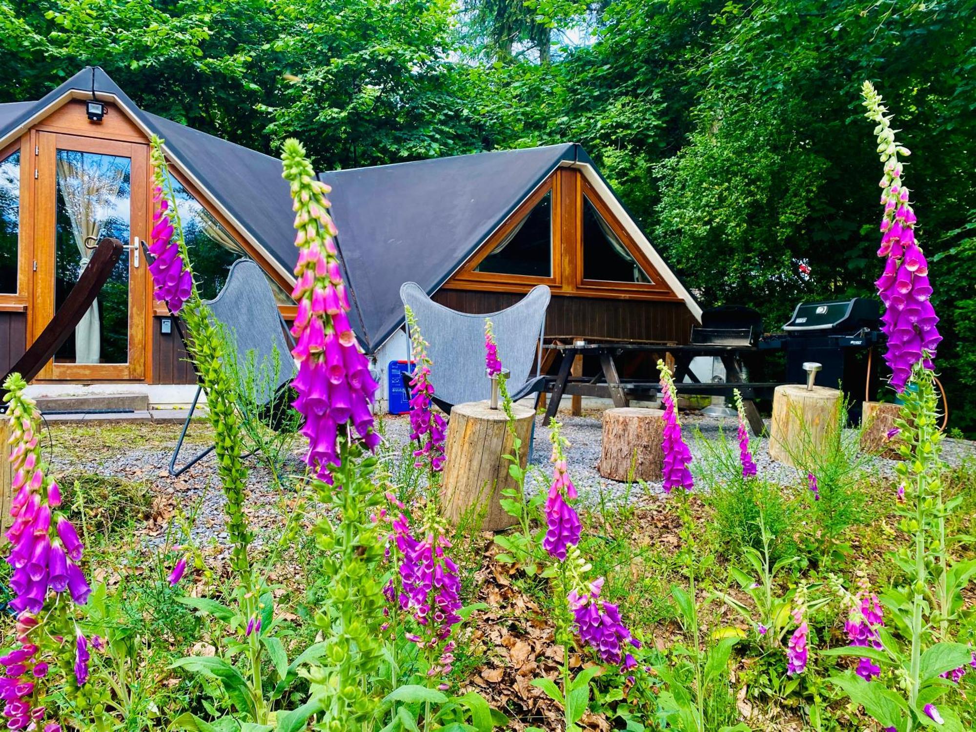 Chalet Tropical Avec Bain A Bulles - In The Woods Gesves Ngoại thất bức ảnh